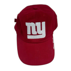 NFL Cap Hat Women’s Adjustable Red White New York Giants Sequin Logo
